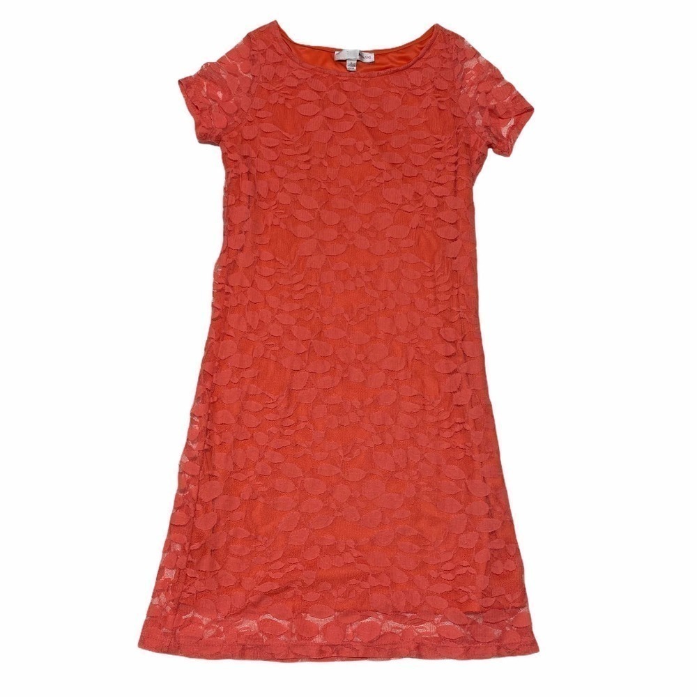 HAANI Red Lace Shift Mini Short Sleeve Dress Small